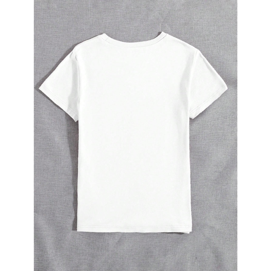 Women's Casual Short Sleeve T-Shirt With Dog Paw And Heart Print, Round Neck Top Graphic Tees Women Tops