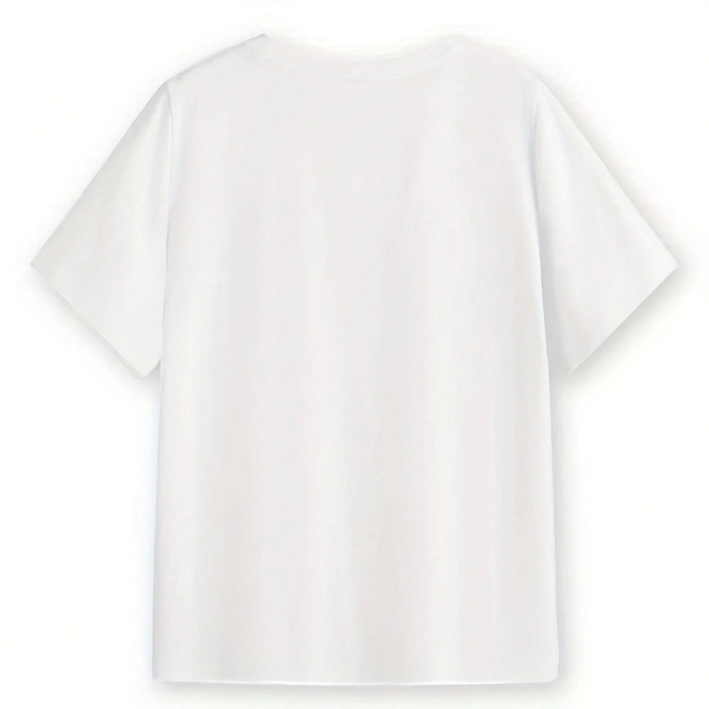 Men'S Casual Stylish Round-Neck Print Short-Sleeve T-Shirt Featuring a Cartoon Astronaut