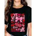 Cute Valentine T Shirt Love Cherry Much Heart Bow And Cupid Print For Women Romantic Outfit For Date Night Party And Casual Wear