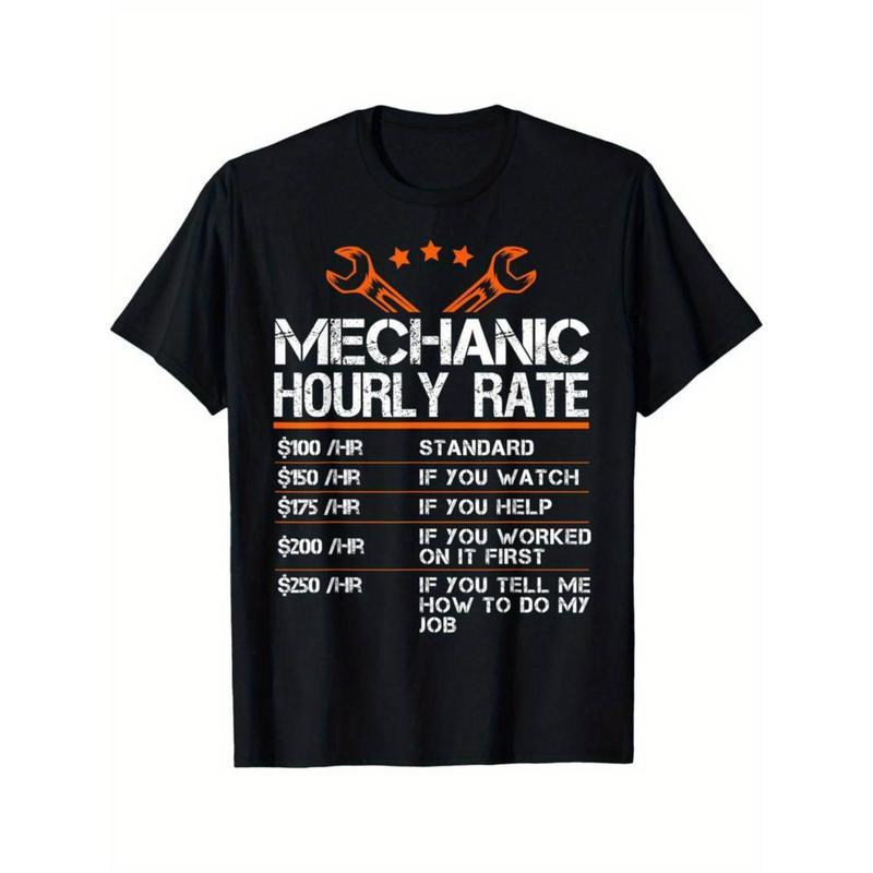 100% Cotton Golf Gift T-Shirt For Men and Women Funny Mechanic Hourly Rate Auto Repair Mechanic Labor Rates T-Shirt
