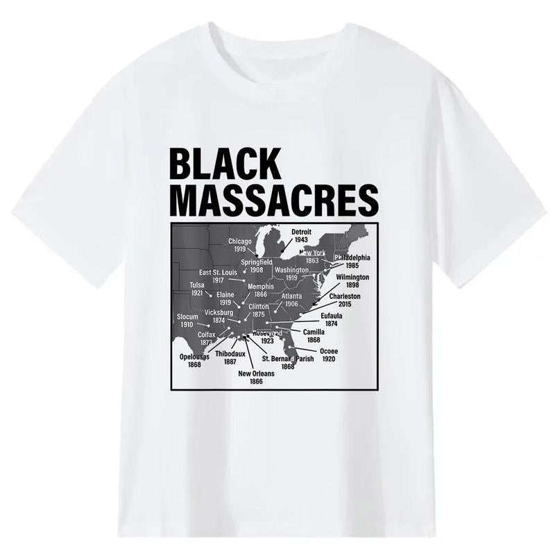 Black Massacres History Map Afro American Straggle Awareness T-Shirt