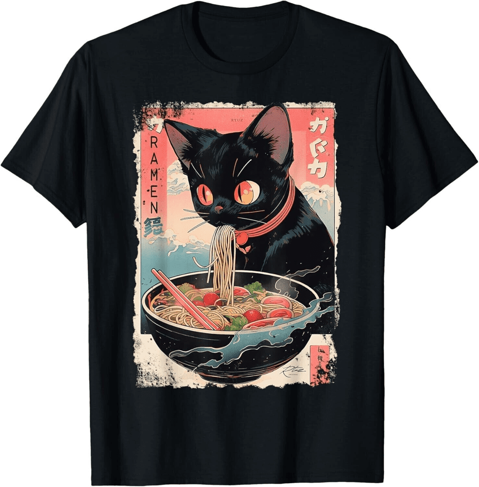 Cat Ramen Noodle Japanese Anime Manga Ramen Kawaii Cat Gift T-Shirt