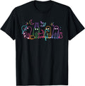Neon Halloween Ghosts Cats Festive Neon Fall Cat Lover Gift T-Shirt