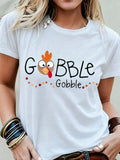 Women's Gobble Gobble Thanksgiving T-Shirt Cute Turkey Graphic Fall Casual Tee