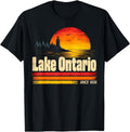 Lake Ontario Since 1656 Vintage T-Shirt, Retro Sunset Lighthouse Graphic Tee, Men Women Casual Short Sleeve Top